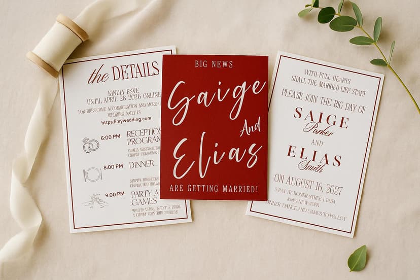 Burgundy Wedding Invitation Suite