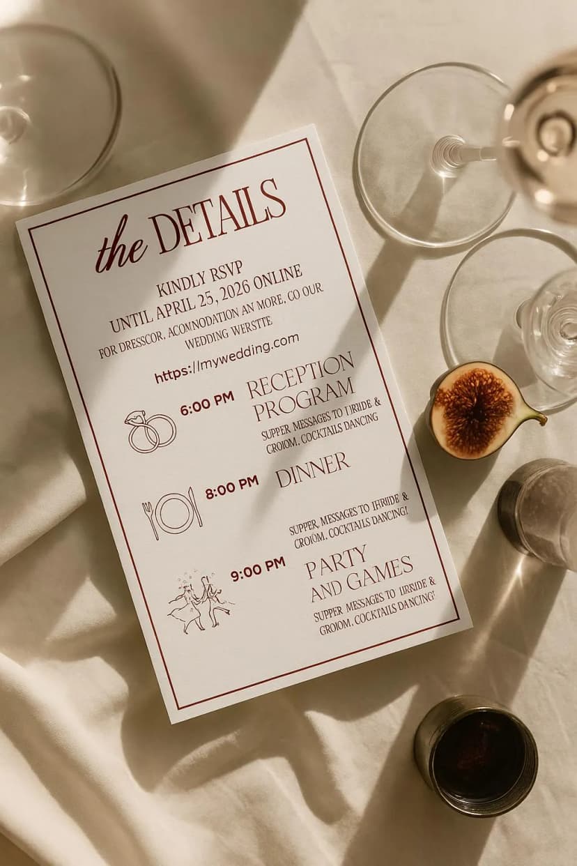 Burgundy Wedding Invitation Suite